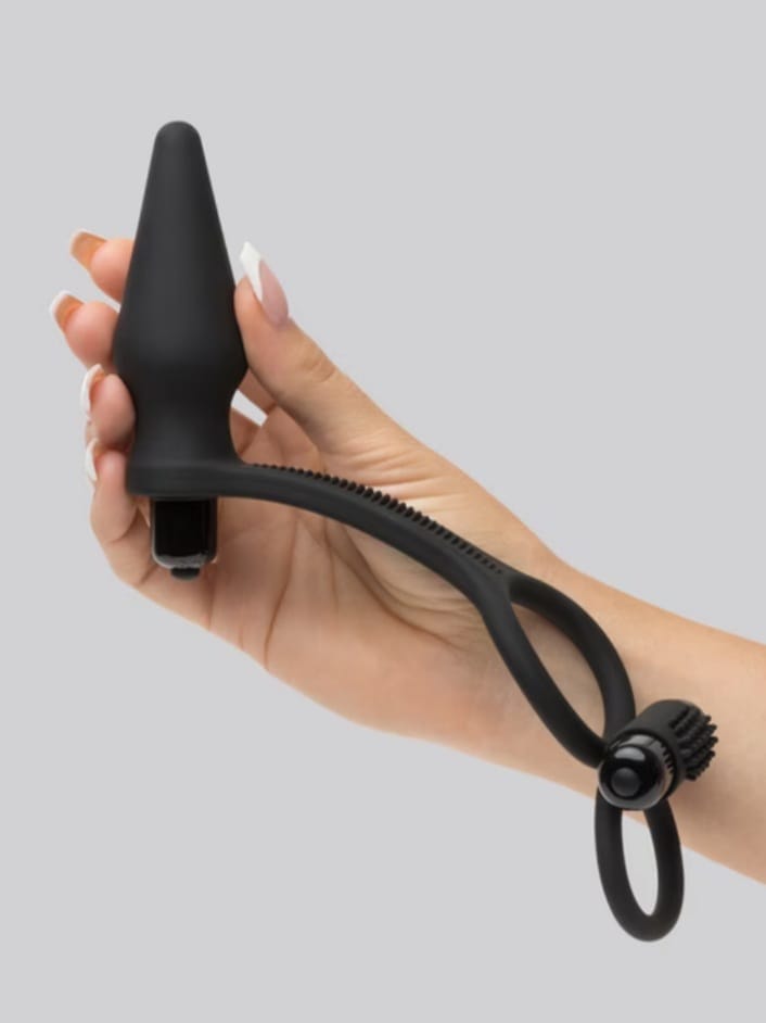 Dual-Stimulation Vibrating Silicone Ring with Plug